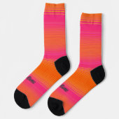 Personalisiertes Orange- und rosa Streifenmuster Socken (Linkes Detail)