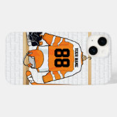 Personalisiertes Orange- und Weißeisenhockey Jerse Case-Mate iPhone Hülle (Rückseite (Horizontal))