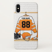 Personalisiertes Orange- und Weißeisenhockey Jerse Case-Mate iPhone Hülle (Rückseite)