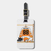 Personalisiertes Orange- und Weißeisenhockey Jerse Gepäckanhänger (Vorderseite vertikal)