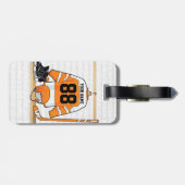 Personalisiertes Orange- und Weißeisenhockey Jerse Gepäckanhänger (Rückseite horizontal)