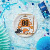 Personalisiertes Orange- und Weißeisenhockey Jerse Pappteller (Party)