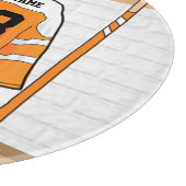 Personalisiertes Orange- und Weißeisenhockey Jerse Schneidebrett (Ecke)