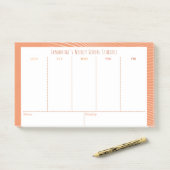 Personalisiertes Orange Weekly Class Schema Post-it Klebezettel (Auf Schreibtisch)