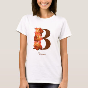 Personalisiertes Orangefarbene Rosenmonogramm Init T-Shirt