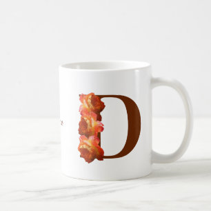 Personalisiertes orangefarbenes Rosenmonogramm Anf Kaffeetasse