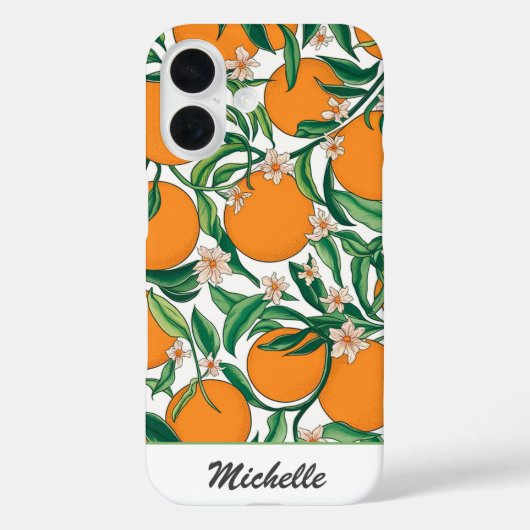 Personalisiertes Orangen Zitrusfrüchte Blumenmuste Case-Mate iPhone Hülle (Rückseite)