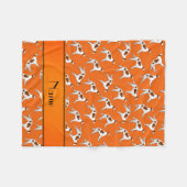 Personalisiertes Orangenborzoikmuster Fleecedecke (Vorderseite (Horizontal))