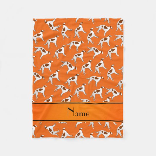 Personalisiertes Orangenborzoikmuster Fleecedecke (Vorderseite)