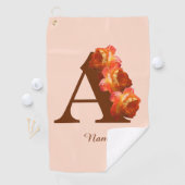 Personalisiertes Orangeroses Monogramm Initial A Golfhandtuch (Insitu)