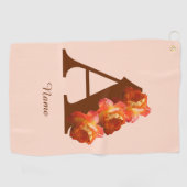 Personalisiertes Orangeroses Monogramm Initial A Golfhandtuch (Horizontal)
