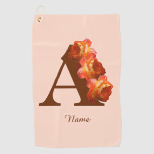 Personalisiertes Orangeroses Monogramm Initial A Golfhandtuch