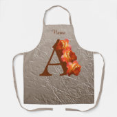 Personalisiertes Orangeroses Monogramm Initial A Schürze (Vorderseite)