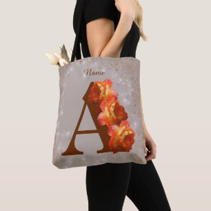 Personalisiertes Orangeroses Monogramm Initiale A Tasche