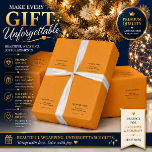 Personalisiertes oranges Geschenkpapier