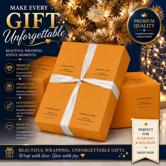 Personalisiertes oranges Geschenkpapier