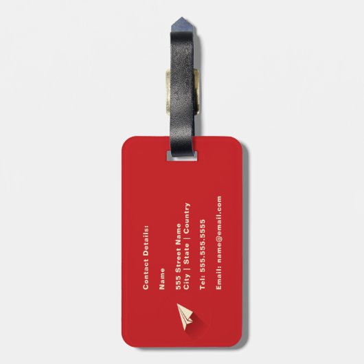 Personalisiertes Origami Flugzeug Gepäckanhänger (Rückseite vertikal)