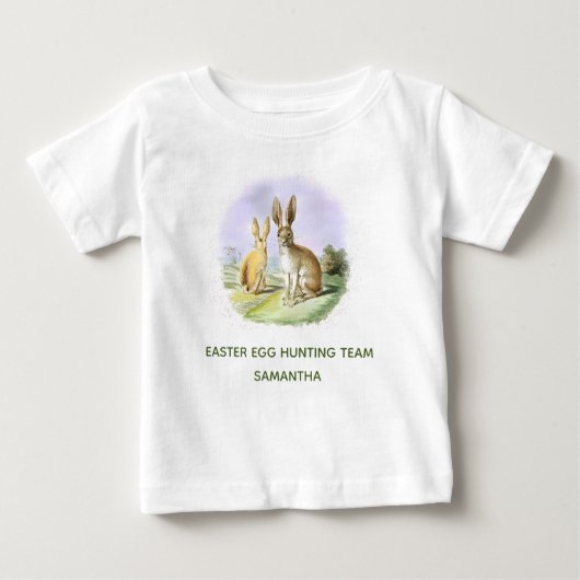 Personalisiertes Ostereier Jagdteam Bunny Baby T-shirt (Vorderseite)