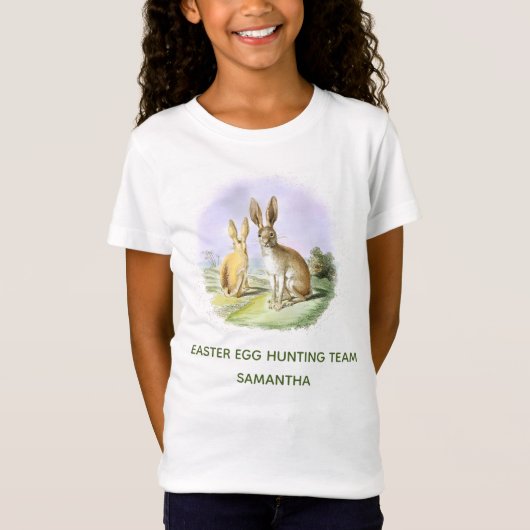 Personalisiertes Ostereier Jagdteam Bunny T-Shirt (Vorderseite)