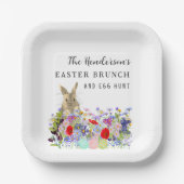 Personalisiertes Ostereier-Such-Brunch-Häschen-Blu Pappteller (Vorderseite)