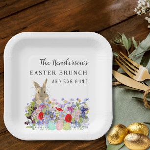 Personalisiertes Ostereier-Such-Brunch-Häschen-Blu Pappteller