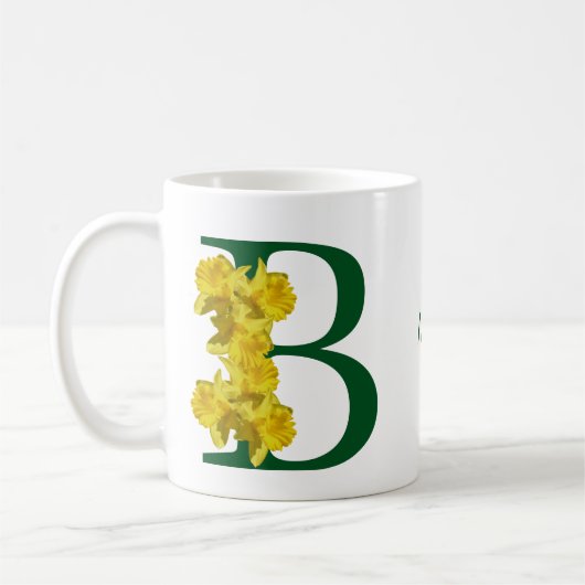 Personalisiertes Osterglocken-Monogramm Anfangsbuc Kaffeetasse (Links)