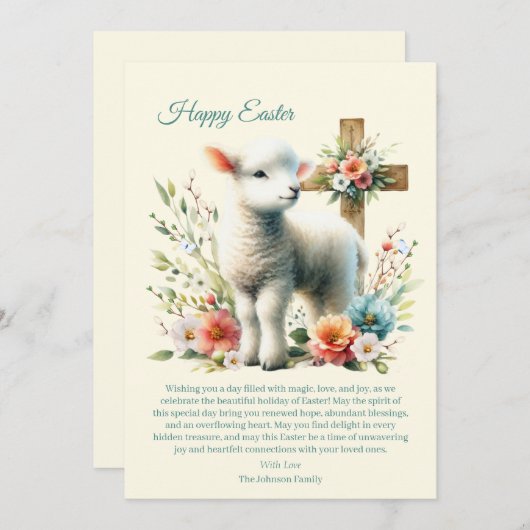 Personalisiertes Osterlamm Feiertagskarte (Vorne/Hinten)