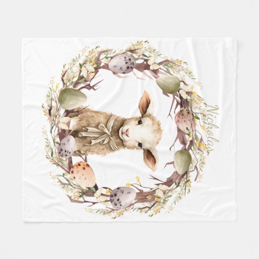 Personalisiertes Osterlamm Fleecedecke (Vorderseite (Horizontal))