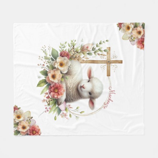 Personalisiertes Osterlamm Fleecedecke (Vorderseite (Horizontal))