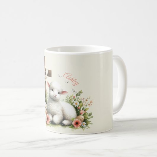 Personalisiertes Osterlamm Kaffeetasse (VorderseiteRechts)