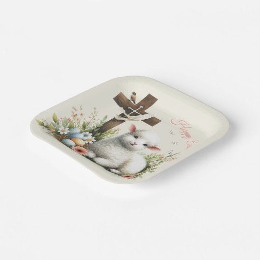 Personalisiertes Osterlamm Pappteller (Gewinkelt)