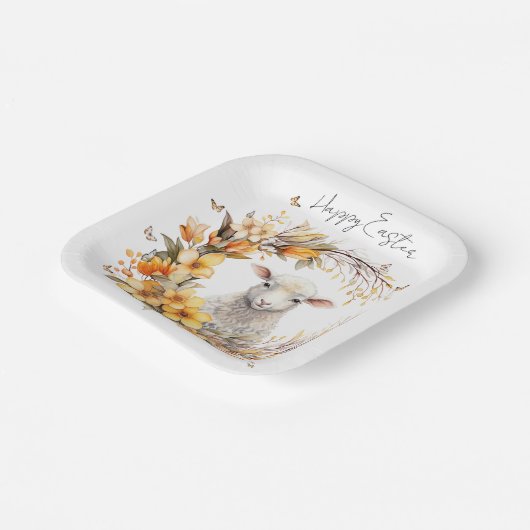 Personalisiertes Osterlamm Pappteller (Gewinkelt)