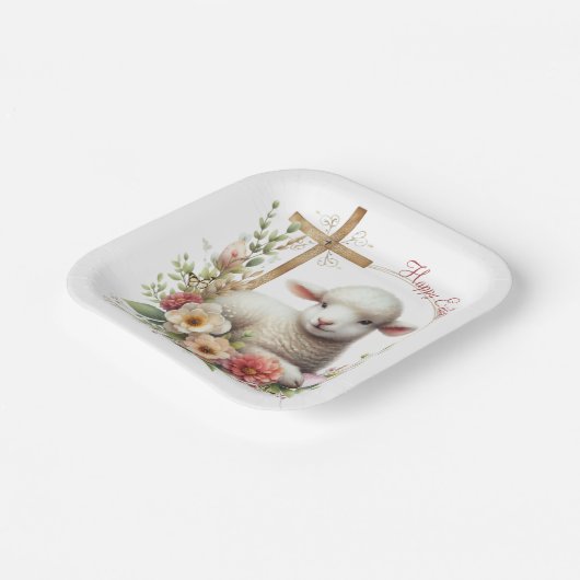 Personalisiertes Osterlamm Pappteller (Gewinkelt)