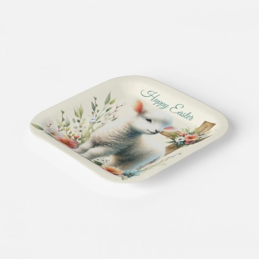 Personalisiertes Osterlamm Pappteller (Gewinkelt)