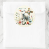 Personalisiertes Osterlamm Runder Aufkleber (Tasche)