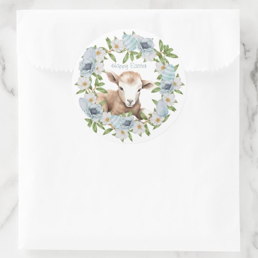 Personalisiertes Osterlamm Runder Aufkleber (Tasche)