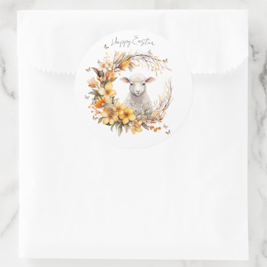 Personalisiertes Osterlamm Runder Aufkleber (Tasche)