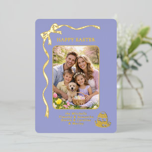 Personalisiertes Ostern Familienfoto Goldband-Schl Folien Feiertagskarte