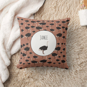 Personalisiertes Ostrich Bird Illustrationsmuster Kissen