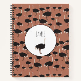 Personalisiertes Ostrich Bird Illustrationsmuster Notizblock