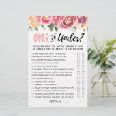 Personalisiertes Over-oder Under-Brautparty-Spiel (Stehend Vorderseite)