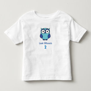 Personalisiertes Owl Birthday Blau Kleinkind T-shirt