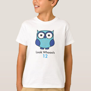 Personalisiertes Owl Birthday Blau T-Shirt