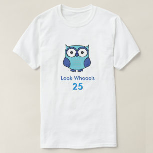 Personalisiertes Owl Birthday Blau T-Shirt
