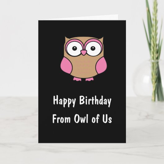 Personalisiertes Owl Birthday Pink Karte (Vorderseite)