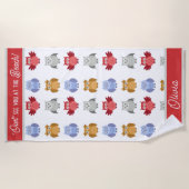 Personalisiertes Owl sieht Sie am Strand Strandtuch (Vorderseite)