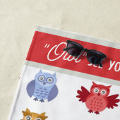 Personalisiertes Owl sieht Sie am Strand Strandtuch (Beispiel)