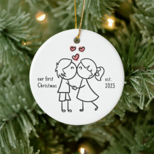 Personalisiertes Paar Erster Weihnachtsfest Keramik Ornament