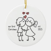 Personalisiertes Paar Erster Weihnachtsfest Keramik Ornament (Vorne)