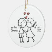 Personalisiertes Paar Erster Weihnachtsfest Keramik Ornament (Links)